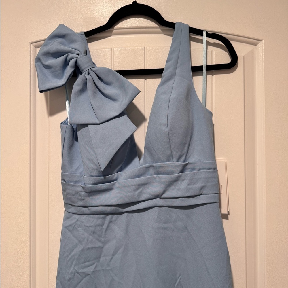 Mac Duggal Baby Blue One Shoulder Bow Dress -SZ4